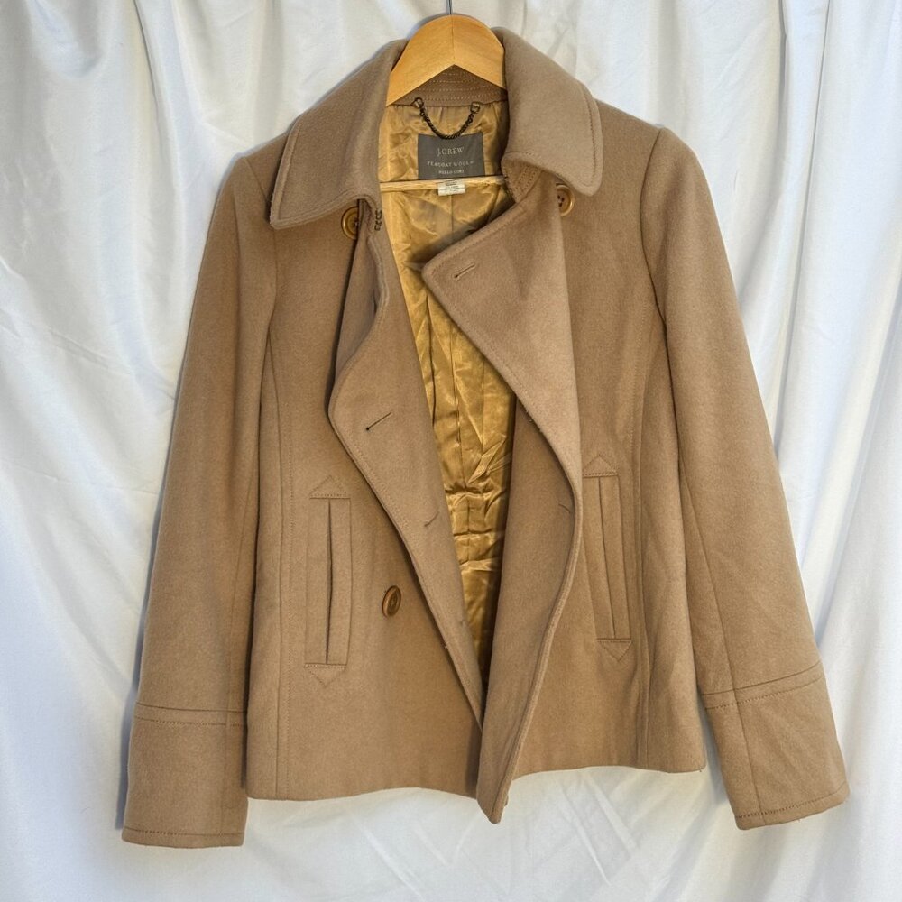 J.Crew Camel Wool Peacoat | Italian Nello Gori Fabric | Size 8